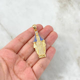 Dije Virgen Milagrosa 8.55gr / 5.2cm / Circones Blancos-Azules Dos Oros Amarillo Blanco