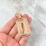 Dije Placa Virgen Guadalupe 21.35gr / 5.8cm / Circones Blancos Oro Rosa