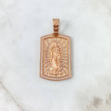 Dije Placa Virgen Guadalupe 21.35gr / 5.8cm / Circones Blancos Oro Rosa