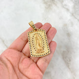 Dije Placa Virgen Guadalupe 23.45gr / 5.8cm / Circones Blancos-Negros Oro Amarillo