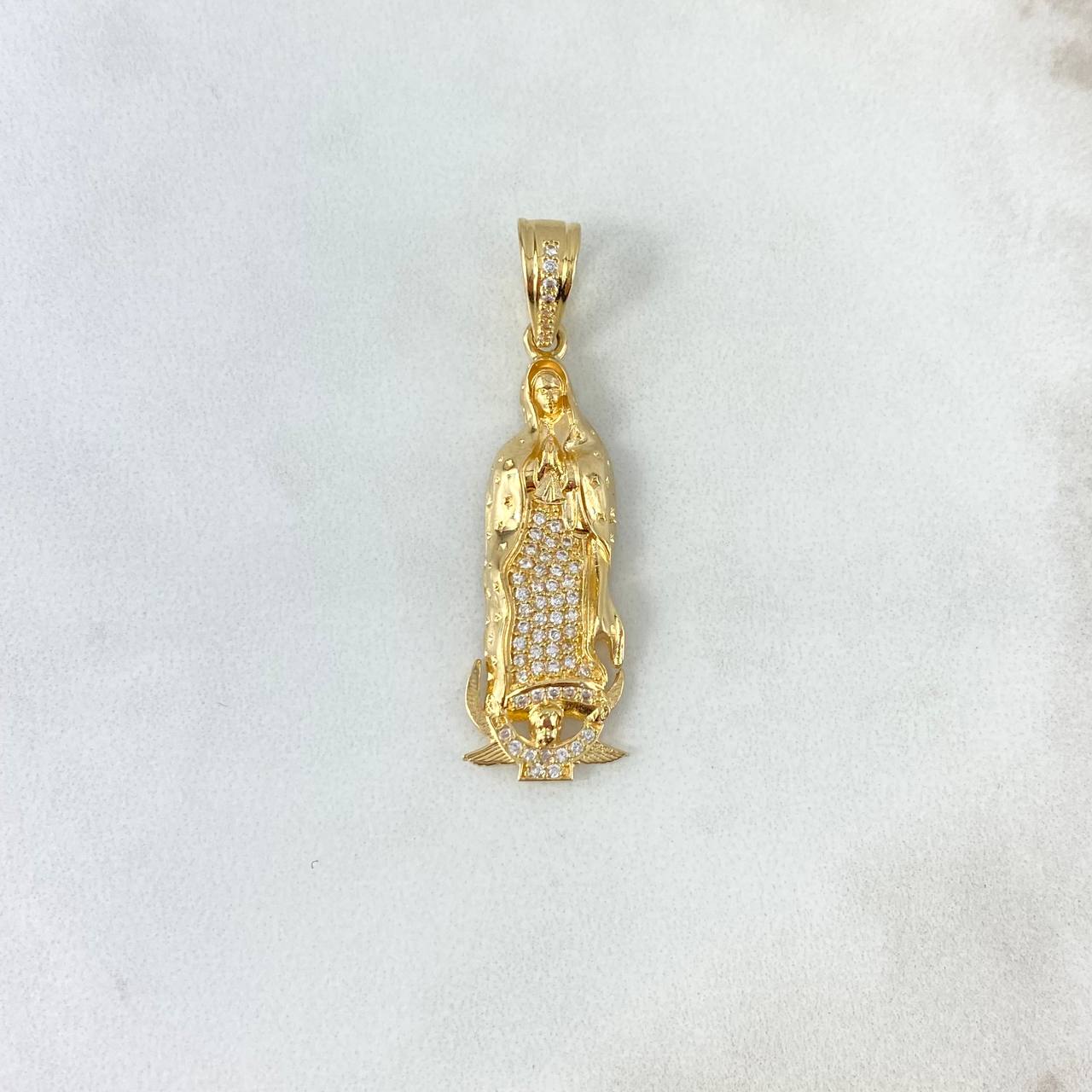 Dije Virgen Guadalupe 4.85gr / 4.3cm / Circones Blancos Oro Amarillo