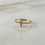 Anillo Cruz 1.5gr / T7 1/4 / Circones Blancos Oro Amarillo