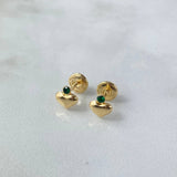 Topos Corazon 0.65gr / Circon Verde  Oro Amarillo