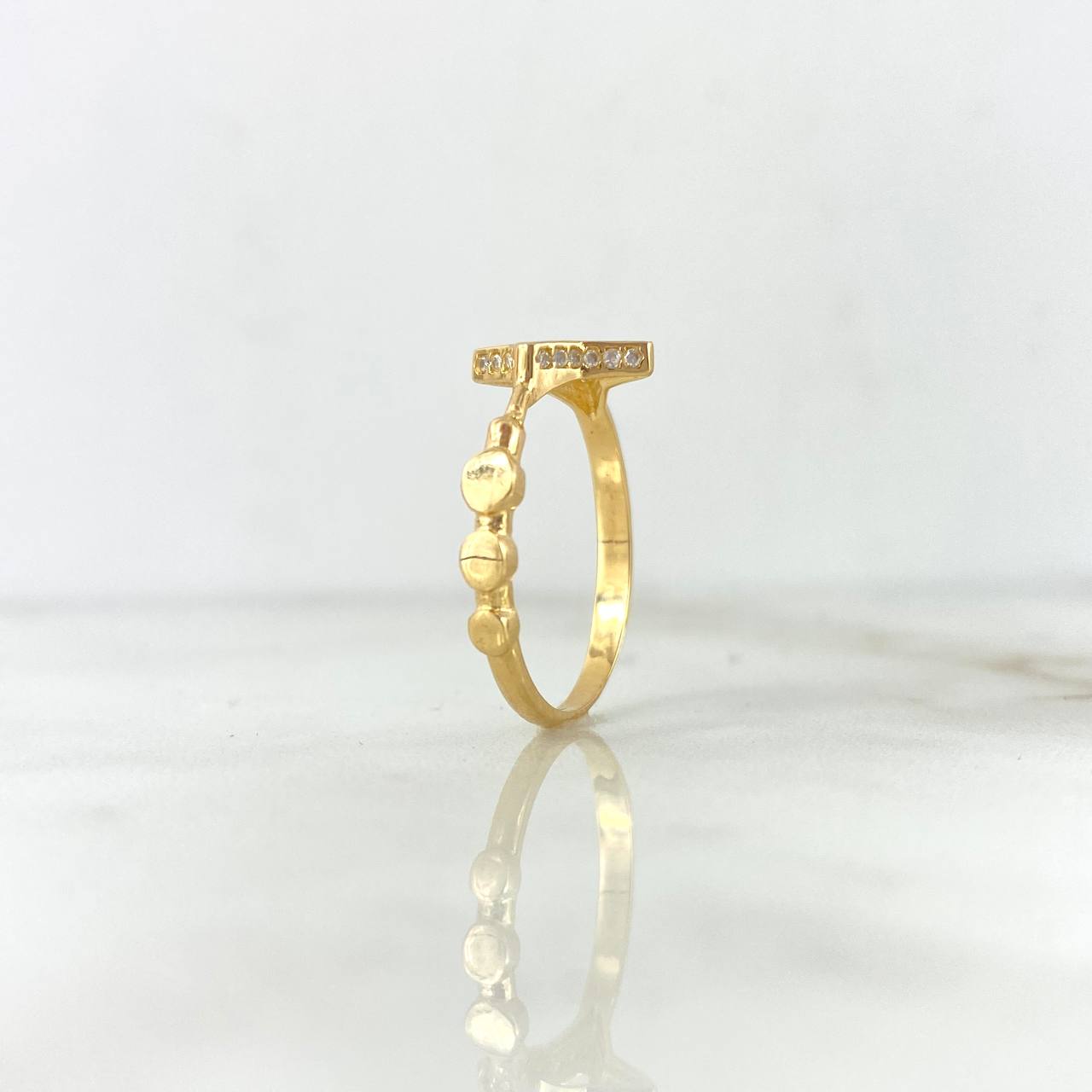 Anillo Silueta Estrella Puntos 2.4gr / T8 / Circones Blancos Oro Amarillo