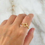 Anillo Silueta Estrella Puntos 2.4gr / T8 / Circones Blancos Oro Amarillo