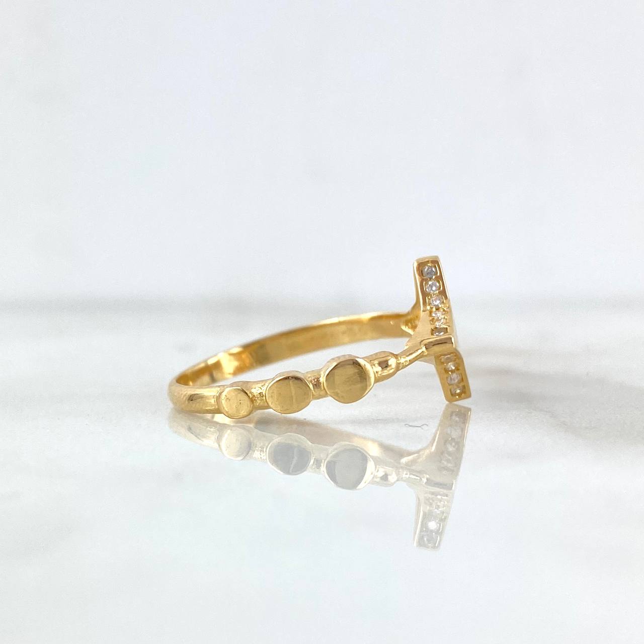 Anillo Silueta Estrella Puntos 2.4gr / T8 / Circones Blancos Oro Amarillo