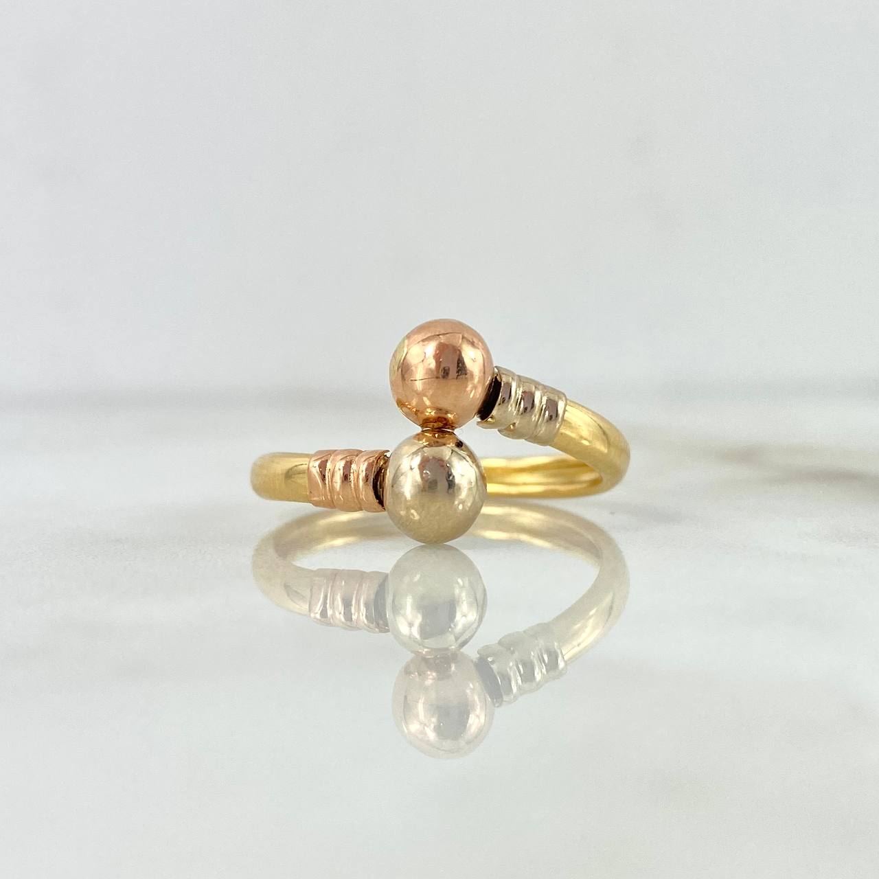 Anillo Tu Y Yo 2.05gr / T7 1/4 / 6mm Bola Lisa Tres Oros