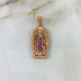 Dije Virgen Guadalupe 10.2gr / 4.8cm / Circones Blancos-Verdes-Fucsias Oro Rosa