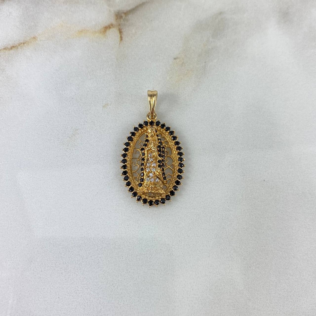 Dije Virgen Guadalupe 3.7gr / 3.4cm / Circones Blancos-Negros Oro Amarillo