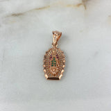 Dije Virgen Guadalupe 2.8gr / 3.2cm / Circones Blancos-Verdes-Fucsias Oro Rosa