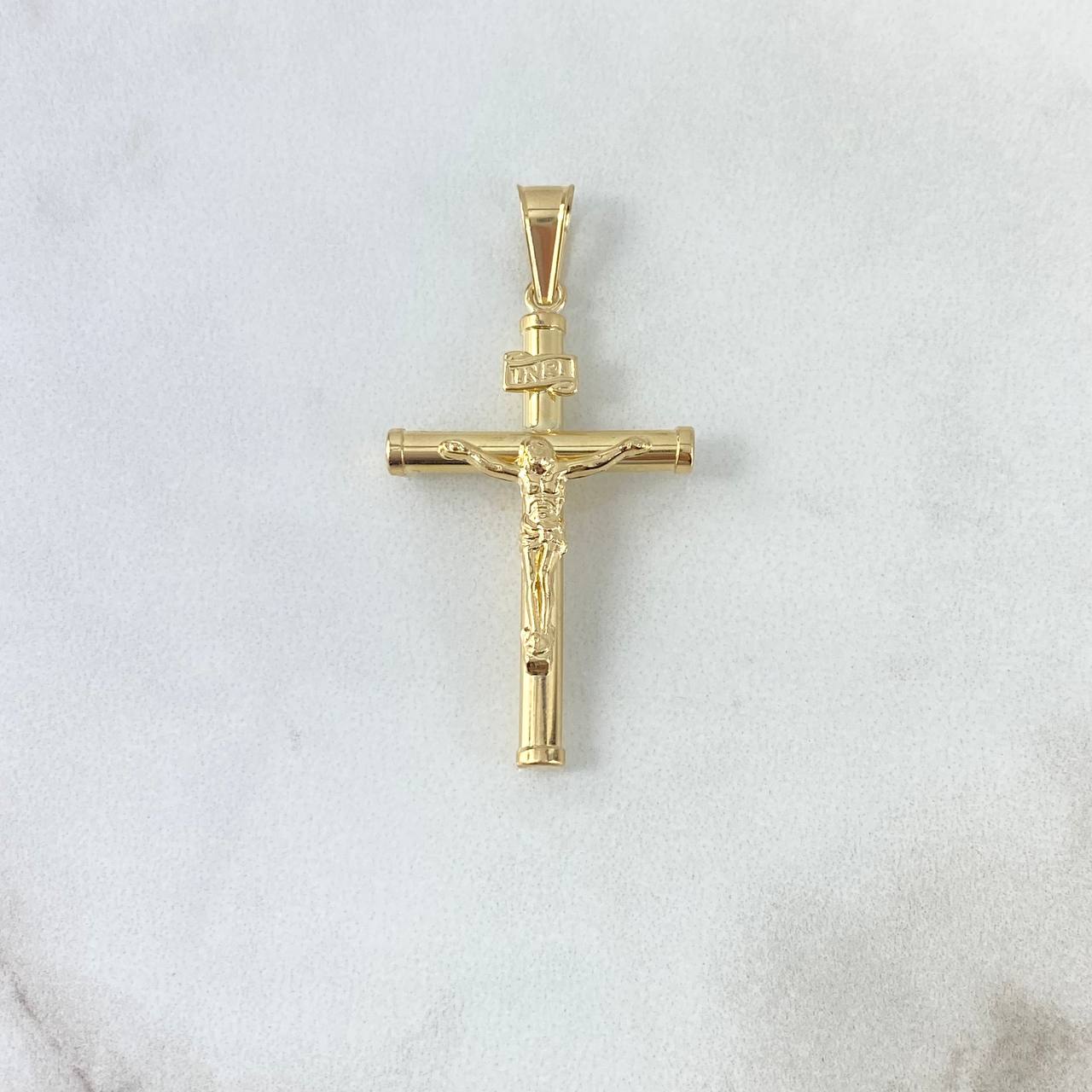 Dije Cruz Cristo 1.6gr / 4.4cm / Baston Liso Oro Amarillo