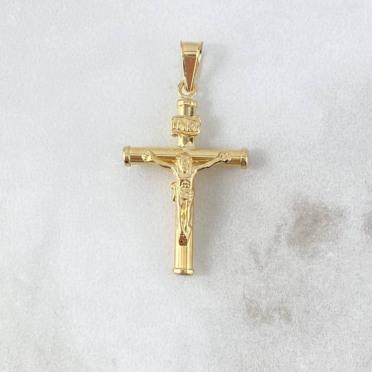 Dije Cruz Cristo 1.2gr / 3.5cm / Baston Liso Oro Amarillo