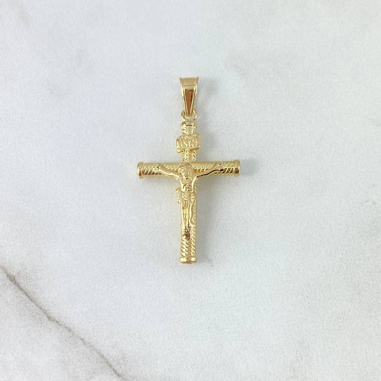 Dije Cruz Cristo 1.3gr / 3.6cm / Bastón Atornillado Oro Amarillo 18K