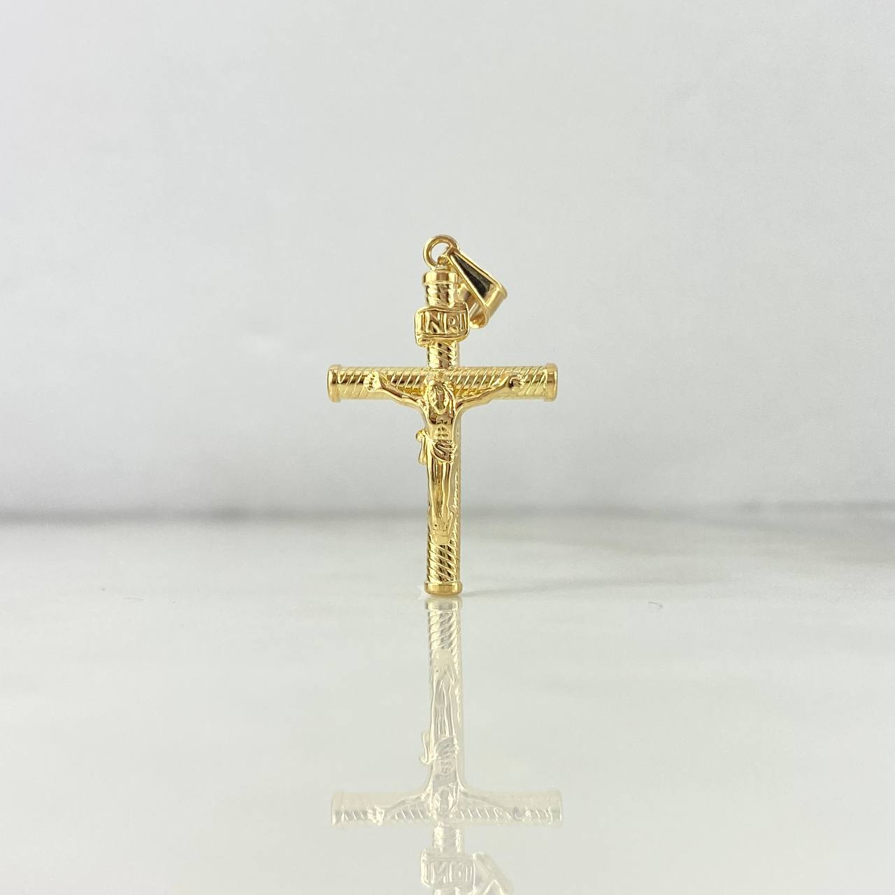 Dije Cruz Cristo 1.3gr / 3.6cm / Bastón Atornillado Oro Amarillo 18K