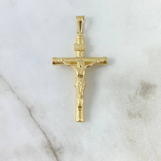 Dije Cristo Cruz 3.1gr / 5.7cm / Baston Atornillado Oro Amarillo 18K *