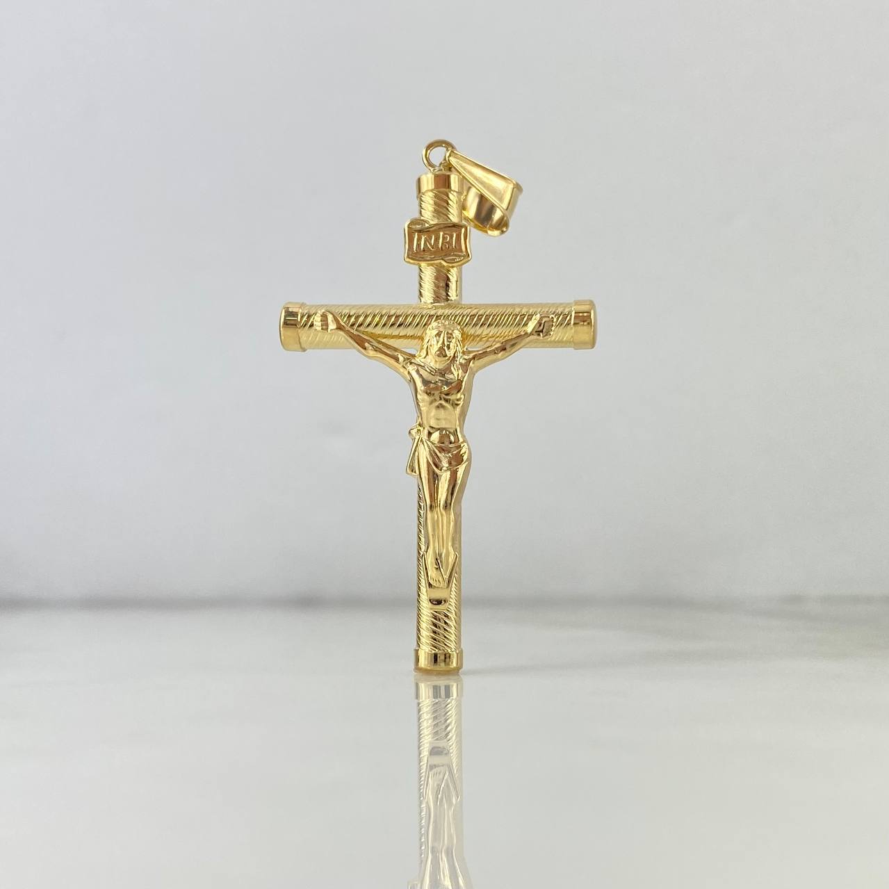 Dije Cristo Cruz 3.1gr / 5.6cm / Baston Atornillado Oro Amarillo