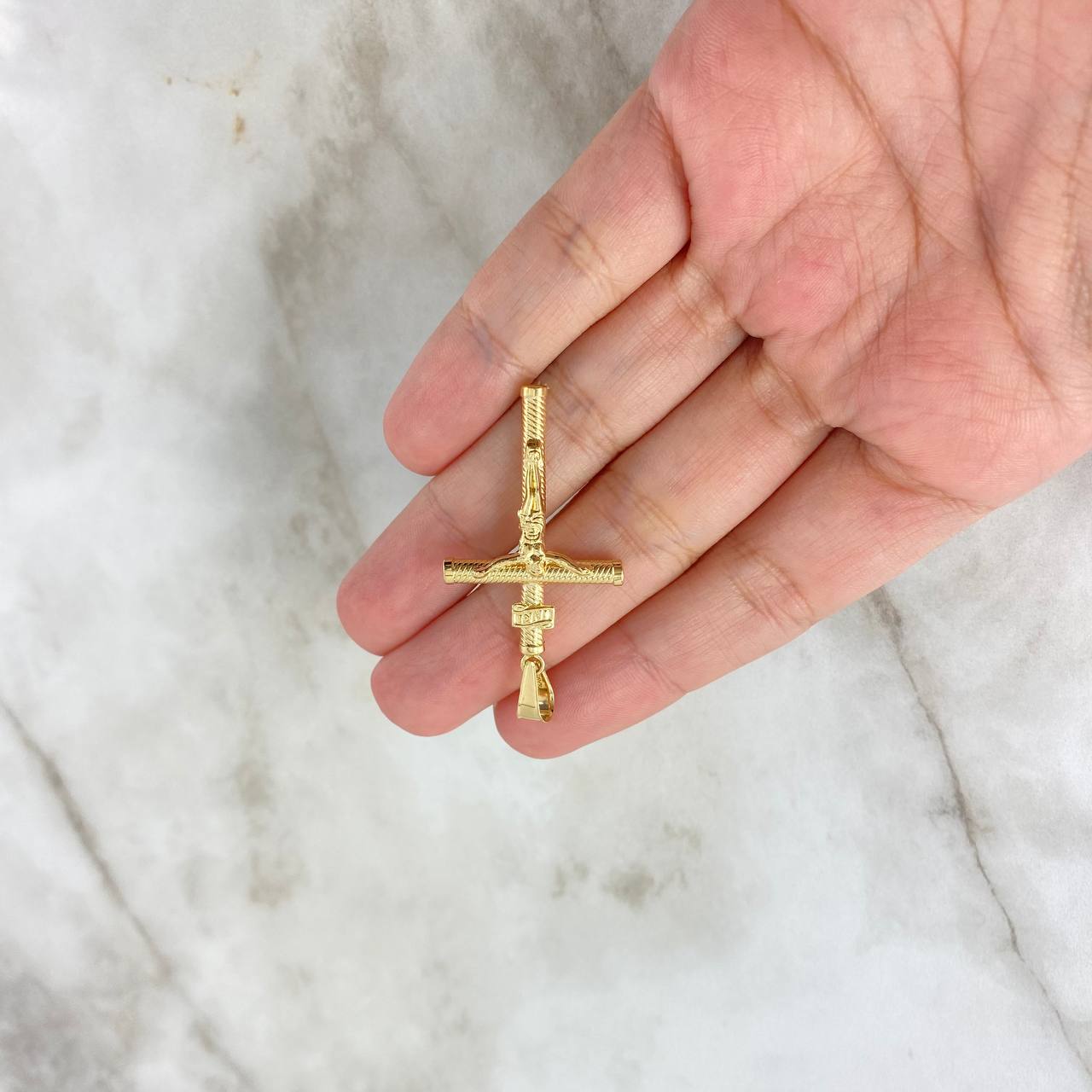 Dije Cristo Cruz 1.75gr / 4.3cm / Baston Atornillado Oro Amarillo 18K