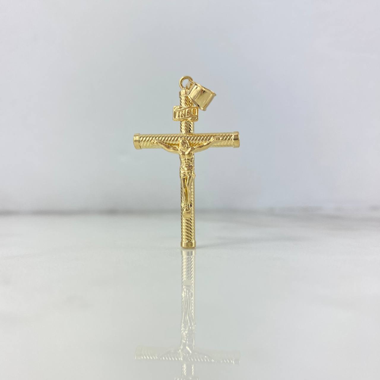 Dije Cristo Cruz 1.75gr / 4.3cm / Baston Atornillado Oro Amarillo 18K ©