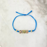 Pulsera Azul Dios 1.8gr / 4mm Bolas Diamantadas 4 und Circones Colores Oro Amarillo *