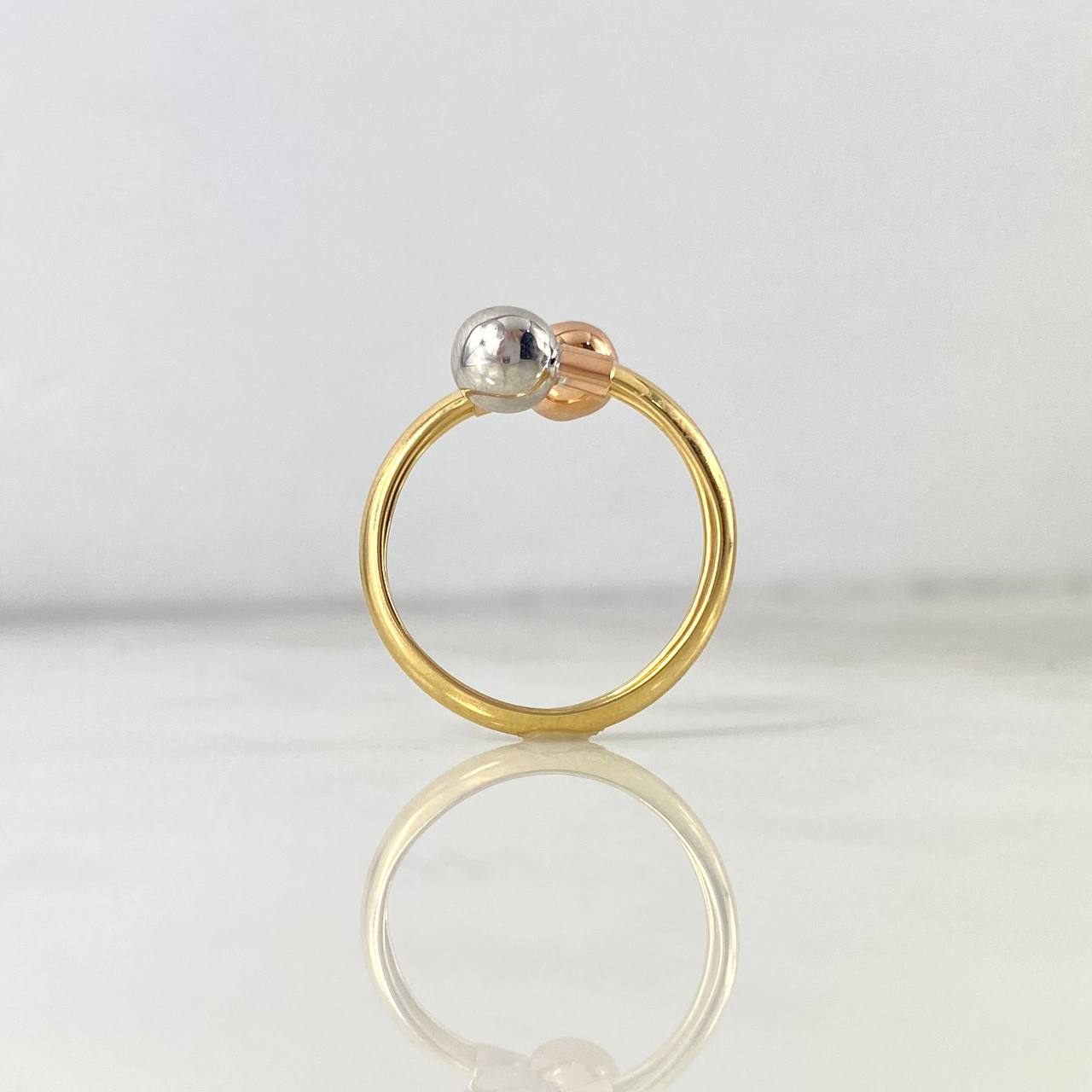 Anillo Tu y Yo 1.65gr / T6 / 6mm Bolas Tres Oros