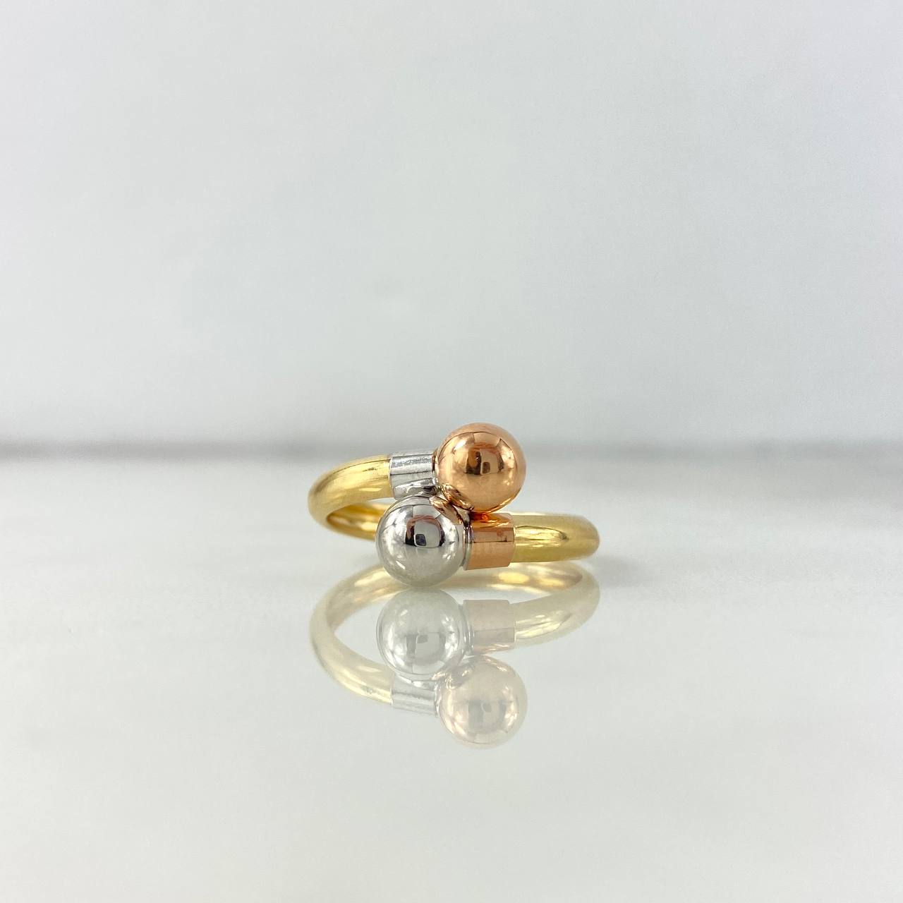 Anillo Tu y Yo 1.65gr / T6 / 6mm Bolas Tres Oros