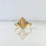 Anillo Virgen Guadalupe Flor 2.45gr / T7 1/2 / Ovalo Circones Verde Fucsia Azul Oro Amarillo