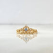 Anillo Corona 15s 2.15gr / T7 1/4 / Esferas Circon Celeste Blancos Oro Amarillo