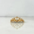 Anillo Corona Corazon 15s 2.4gr / T7 1/2 / Esferas Circones Celestes Blancos Oro Amarillo