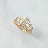 Anillo Corona Mariposa 2.45gr / T7 1/2 / Circones Blancos Oro Amarillo