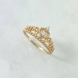 Anillo Corona Corazon 15s 2.05gr / T6 / Esferas Circones Blancos Oro Amarillo