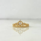 Anillo Corona Corazon 15s 2.05gr / T6 / Esferas Circones Blancos Oro Amarillo