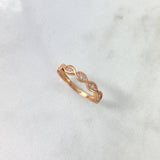 Anillo Ojos 2.15gr / T6 1/4 / Circones Blancos Oro Rosa *