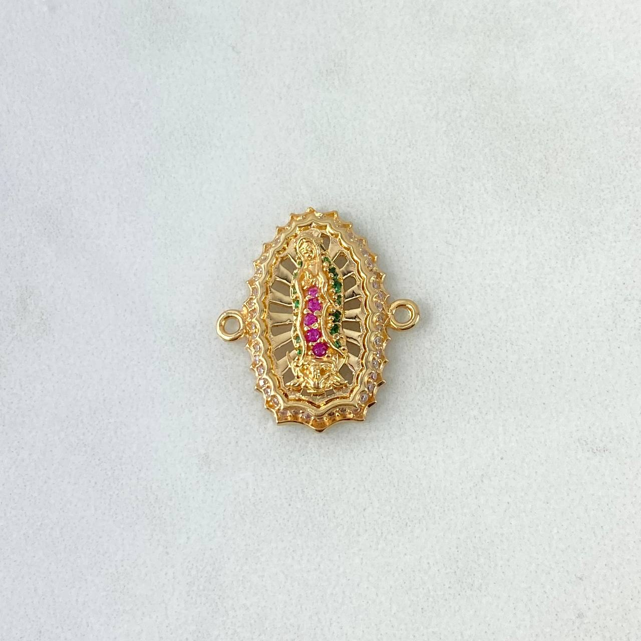 Herraje Virgen Guadalupe 4.65gr / 2cm / Circones Blancos-Verdes-Fucsias Oro Amarillo