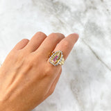 Anillo Virgen Guadalupe Silueta 7.3gr / T7 / Circones Blancos Verdes Fucsias Dos Oros Amarillo Blanco