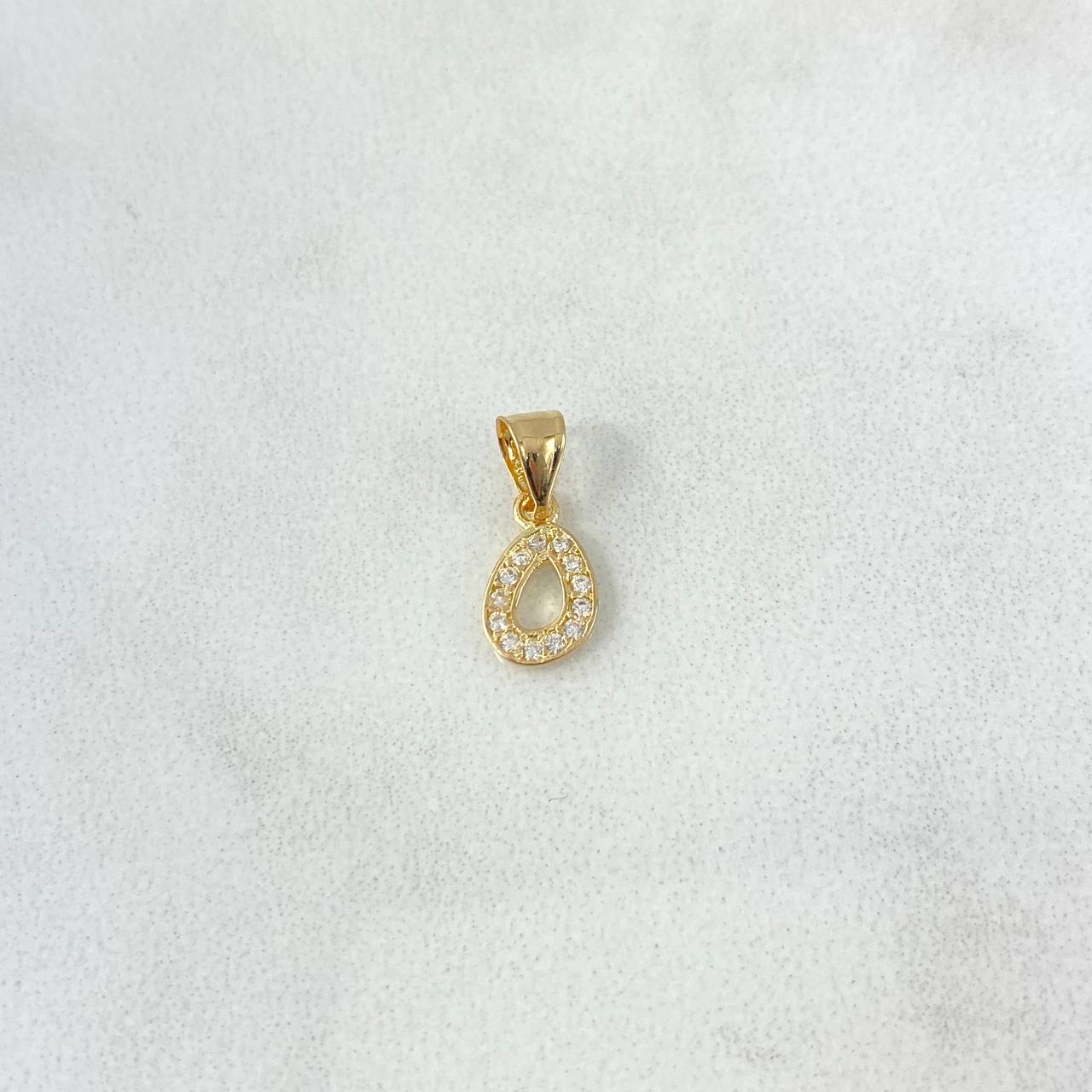 Dije Letra O 0.35gr / 1.4cm / Circones Blancos Oro Amarillo