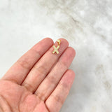 Dije Letra X 0.6gr / 1.8cm / Circones Blancos Oro Amarillo