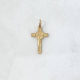 Dije Cruz Cristo San Benito 0.75gr / 2.7cm / Texturizada Oro Amarillo