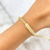 Pulsera Beige Cilindrica 2.95gr / 3.9cm / Circones Blancos Oro Amarillo *