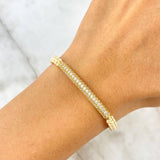 Pulsera Beige Cilindrica 2.95gr / 3.9cm / Circones Blancos Oro Amarillo *