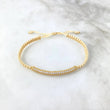 Pulsera Beige Cilindrica 2.95gr / 3.9cm / Circones Blancos Oro Amarillo *