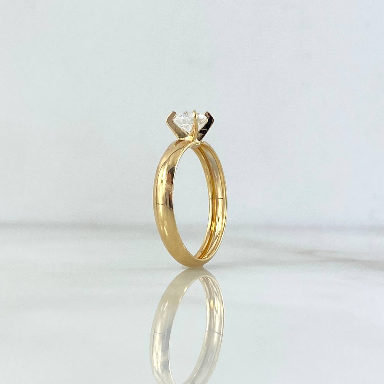 Anillo Solitario 1.3gr / T6 1/2 / Circon Blanco Oro Amarillo