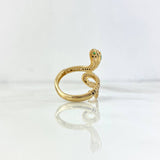 Anillo Serpiente 4.45gr / T6 3/4 / Circones Blancos-Verdes-Negros Oro Amarillo ©