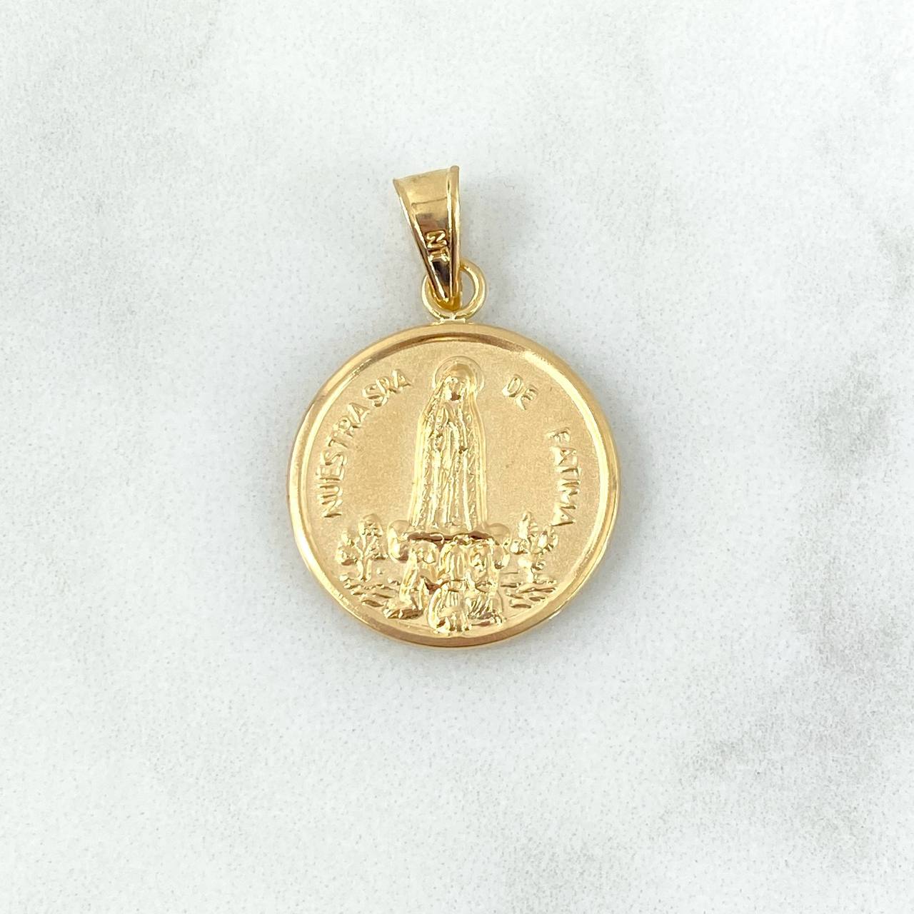 Dije Virgen Nuestra Señora De Fatima 2.3gr / 3.1cm / Circular Tres Oros