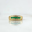 Anillo Tres Bandas 3.8gr / T7 1/4 / Circones Blancos-Verdes Oro Amarillo