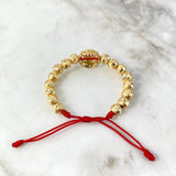 Pulsera Roja Corona Tambor 10.05gr / 1.7cm / 8mm Bolas Diamantadas 16 und Circones Blancos Oro Amarillo *