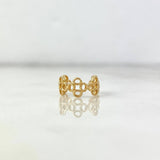 Piercing Earcuff Simulador 0.75gr / 1cm / Tetra Circulos Basteado Oro Amarillo 18K (Joya)