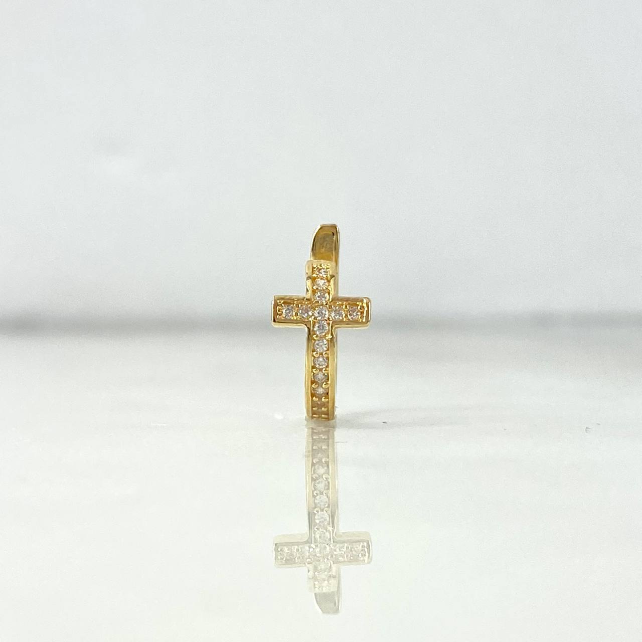 Piercing Earcuff Simulador 1.15gr / 1.25cm / Cruz Abrazo Curvo Circones Blancos Oro Amarillo (Joya) *