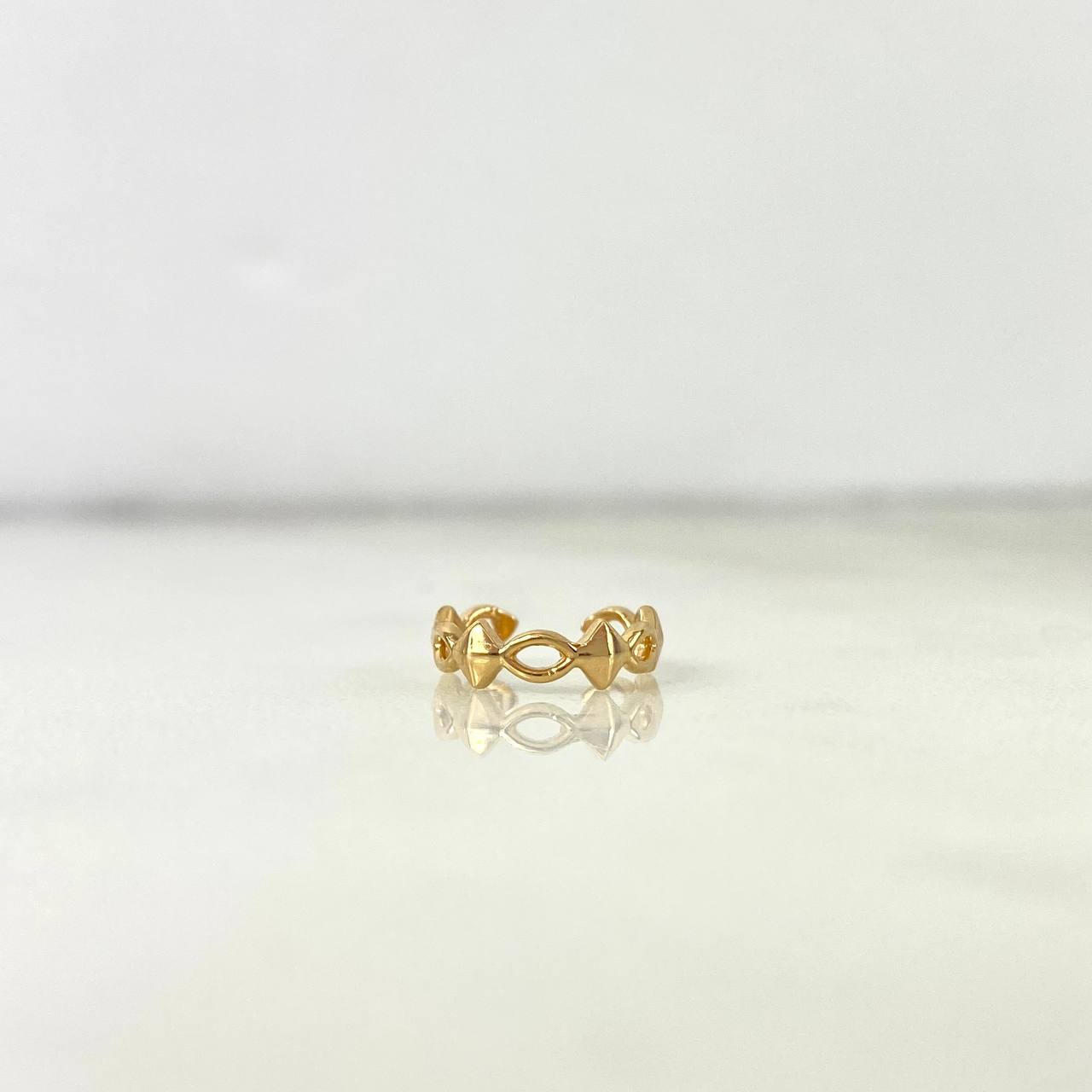 Piercing Earcuff Simulador 0.55gr / 1cm / Rombos Ovalos Oro Amarillo 18K (Joya) ©