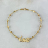 Pulso Love 2.7gr / 17cm / 3mm Bolas Diamantadas Oro Amarillo*