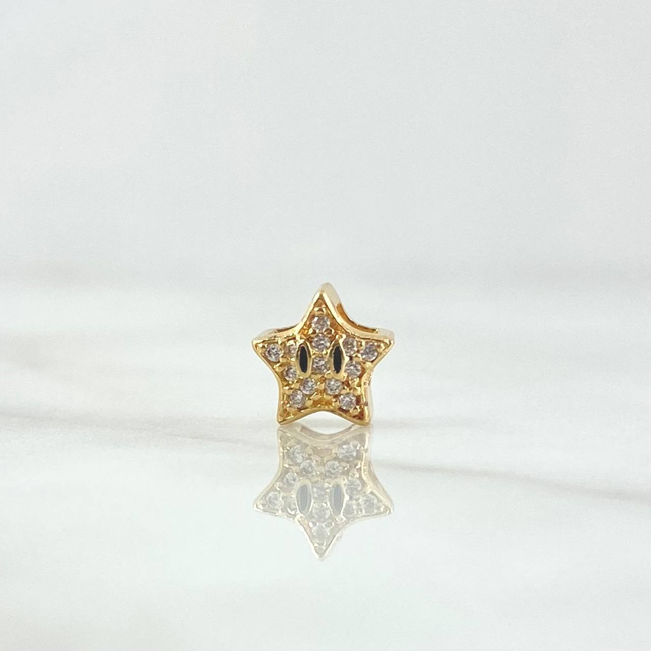 Herraje Estrella Animado 0.7gr / 1cm / Circones Blancos Oro Amarillo 18K ©